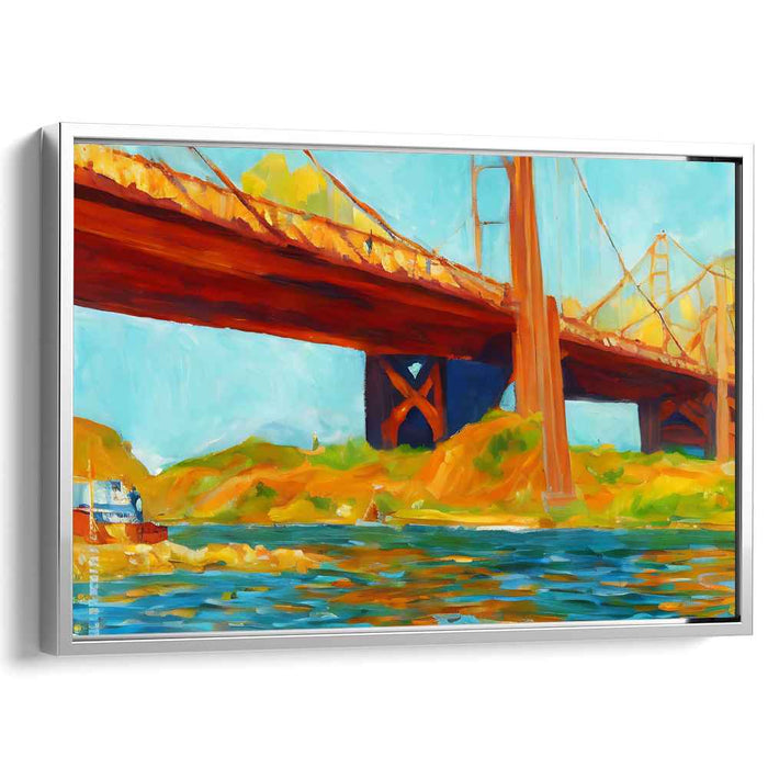 Vibrant Bridgescape: Energetic Expressionist Landscape Canvas Art Print