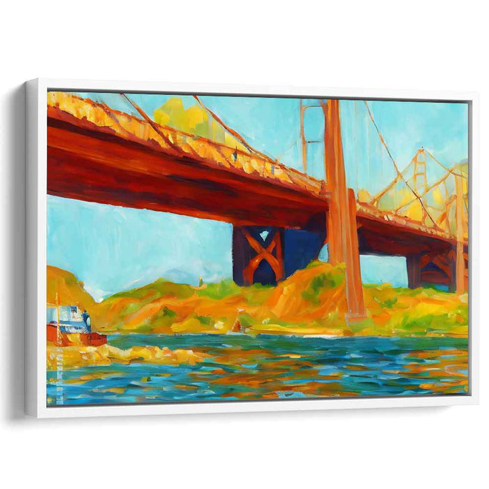 Vibrant Bridgescape: Energetic Expressionist Landscape Canvas Art Print