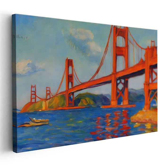Golden Glow Symphony: The Vibrant Charm of the Golden Gate Bridge Canvas Art Print