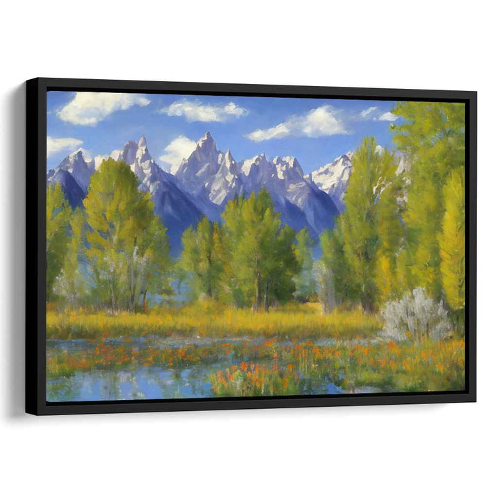 Cascade Retreat: Serene Mountain Landscape Canvas Art Print