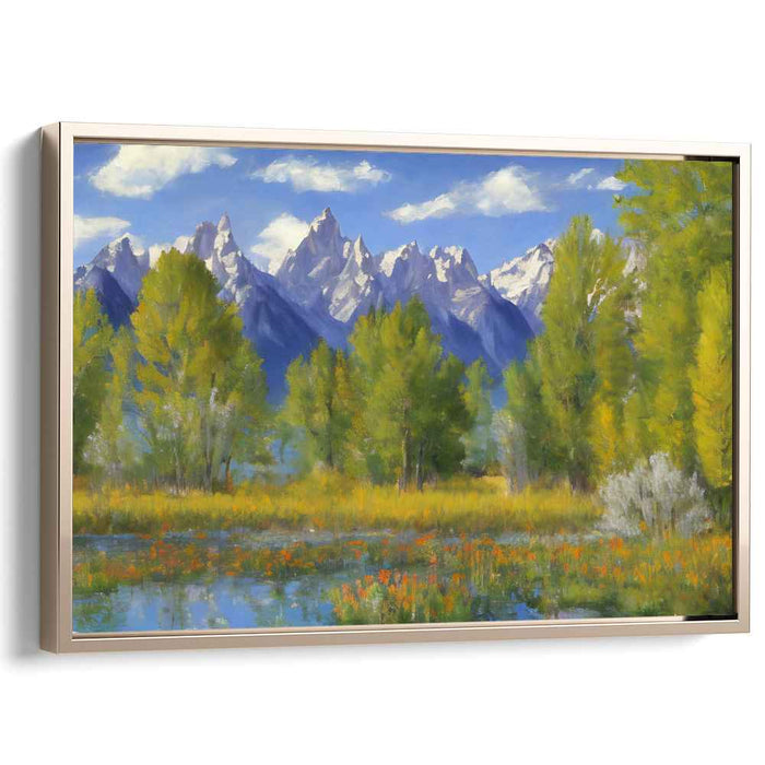 Cascade Retreat: Serene Mountain Landscape Canvas Art Print