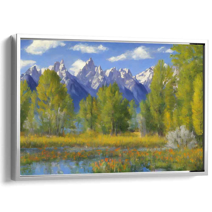 Cascade Retreat: Serene Mountain Landscape Canvas Art Print