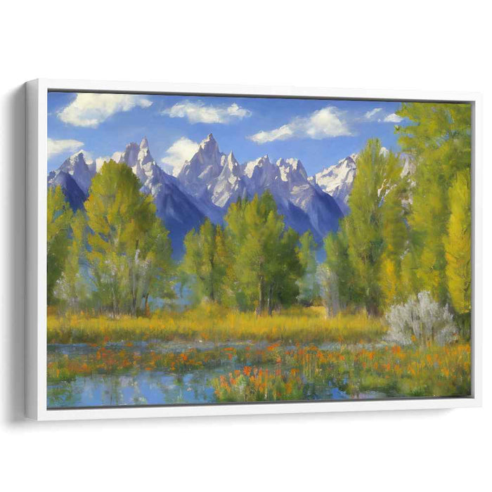 Cascade Retreat: Serene Mountain Landscape Canvas Art Print
