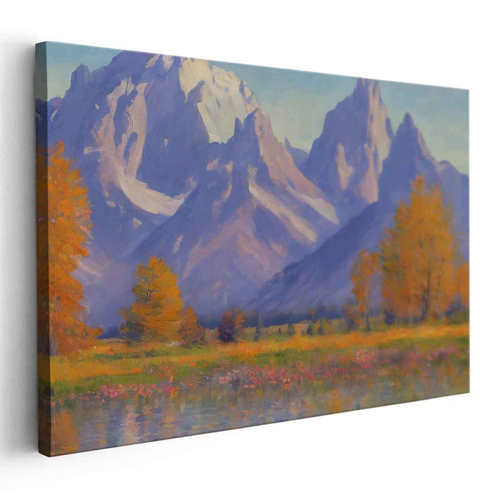 Mystic Summit Glow: Serene Mountain Landscape Canvas Art