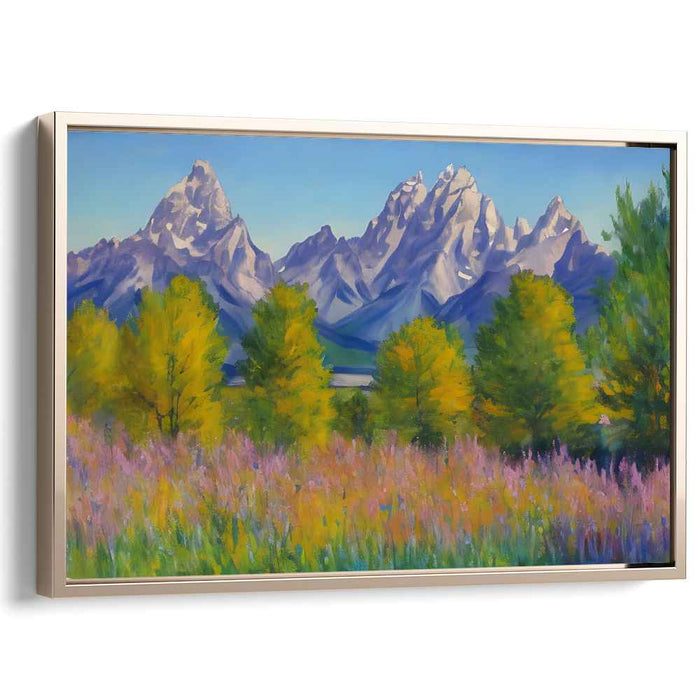 Artistic Ascent: Realistic Mountain Landscape with Impressionistic Flair Canvas Art