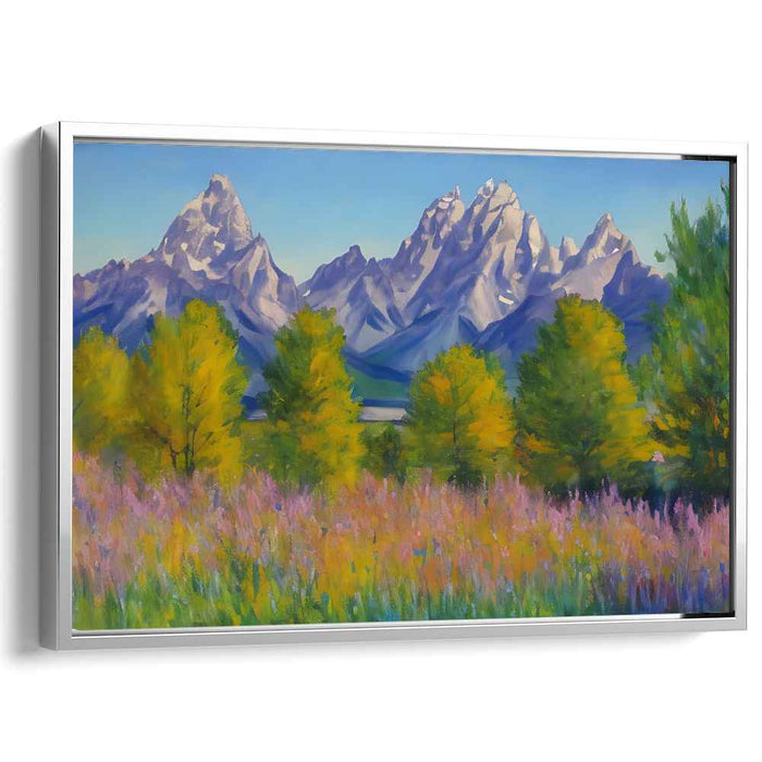 Artistic Ascent: Realistic Mountain Landscape with Impressionistic Flair Canvas Art