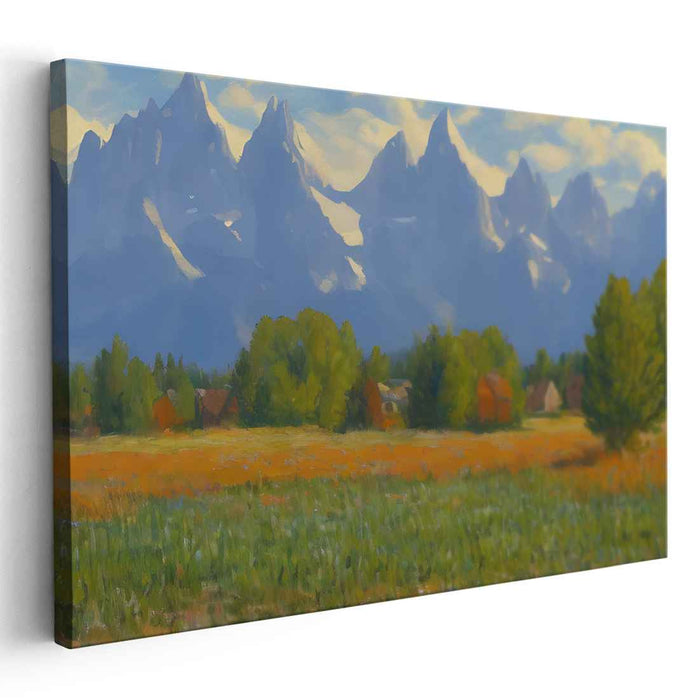 Serenquil Vista: Tranquil Countryside Landscape Canvas Art Print