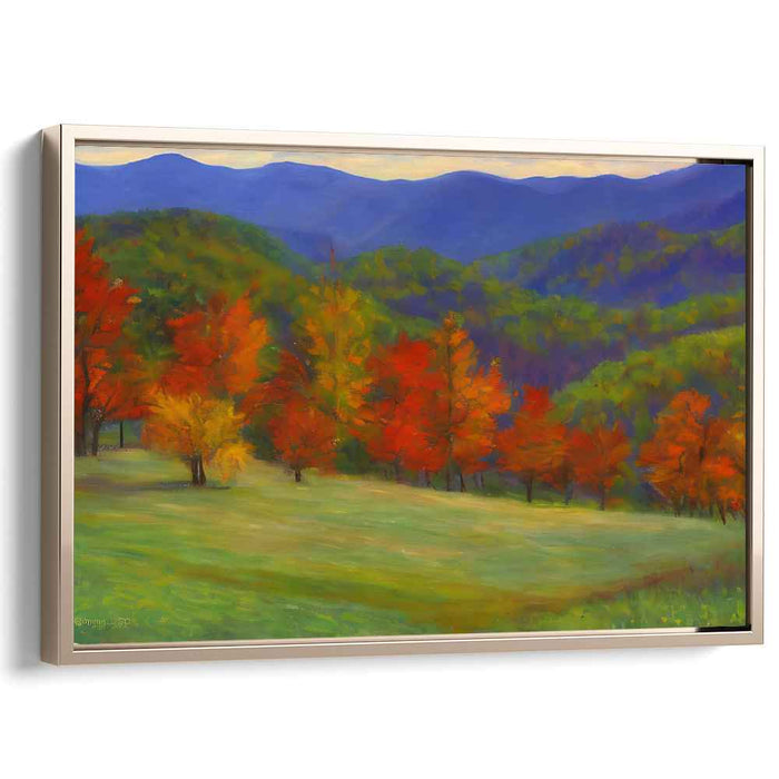Blazing Brushstrokes Collide: Impressionist Landscape with Fiery Fall Colors