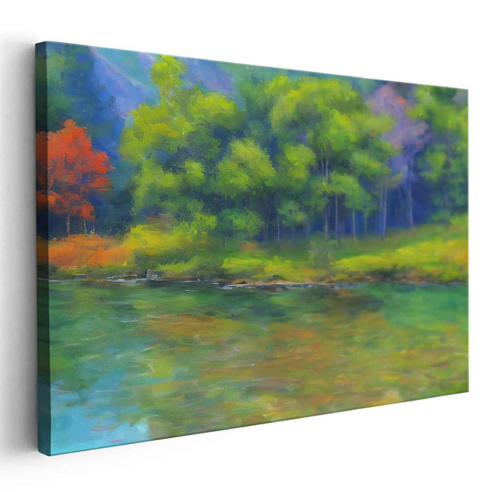 Tranquil Canopy: Serene Forest Landscape Canvas Art Print
