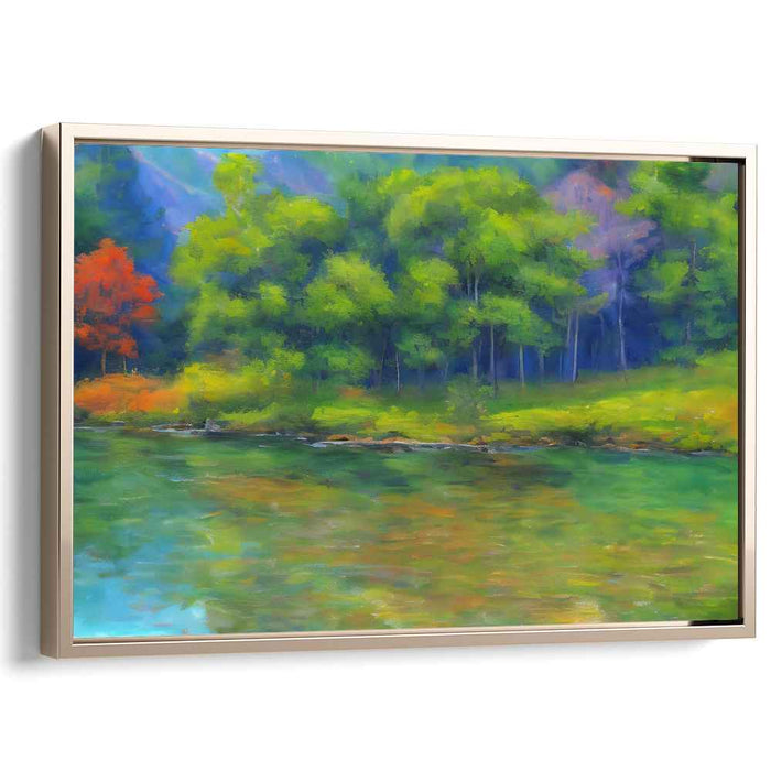 Tranquil Canopy: Serene Forest Landscape Canvas Art Print