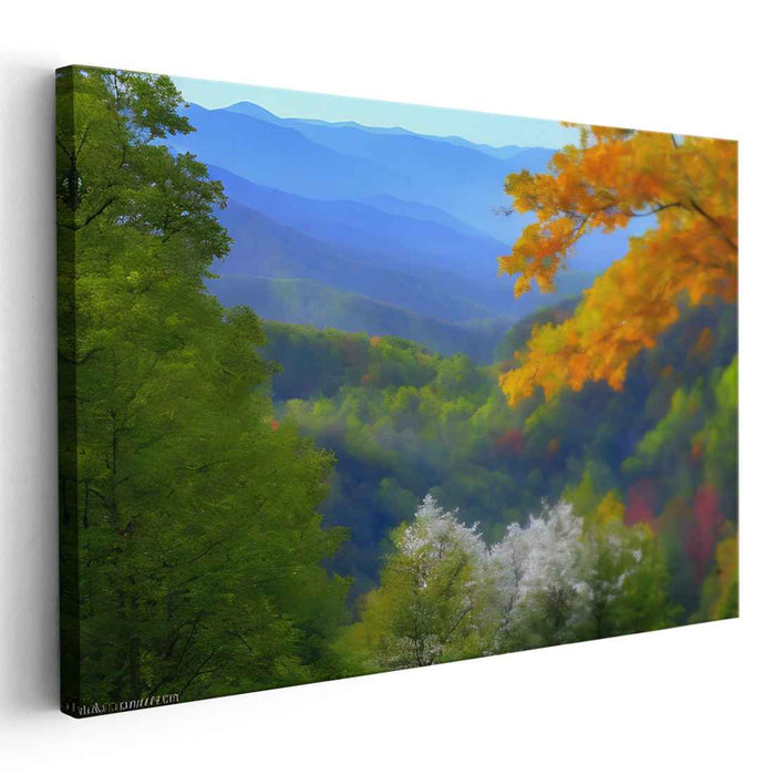 Serene Autumn Mountain View: Tranquil Landscape Canvas Art Print