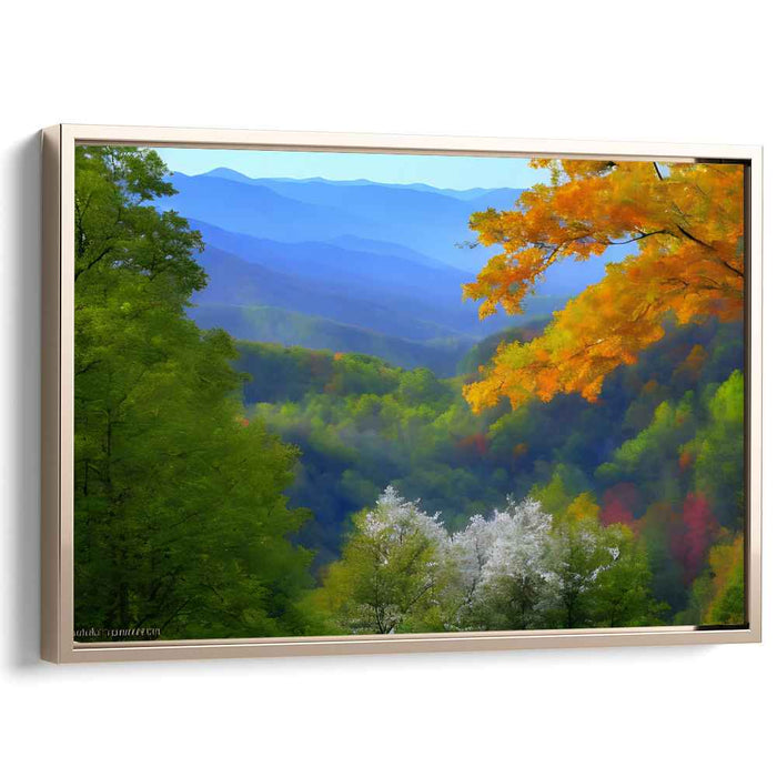 Serene Autumn Mountain View: Tranquil Landscape Canvas Art Print