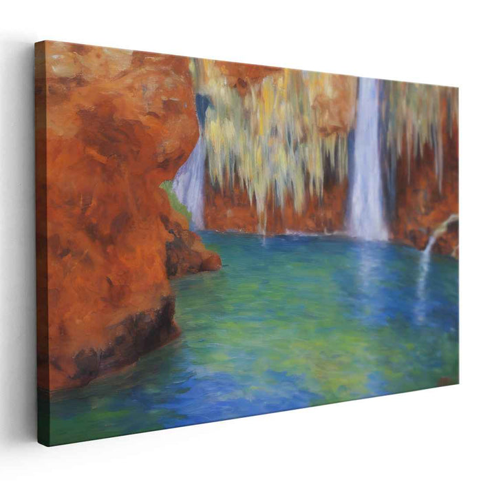 Cascade Calm Waters: Tranquil Waterfall Oasis Canvas Art Print