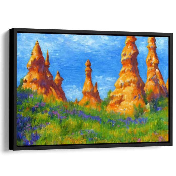 Golden Spires Amidst Azure Skies: Impressionist Landscape Canvas Art Print