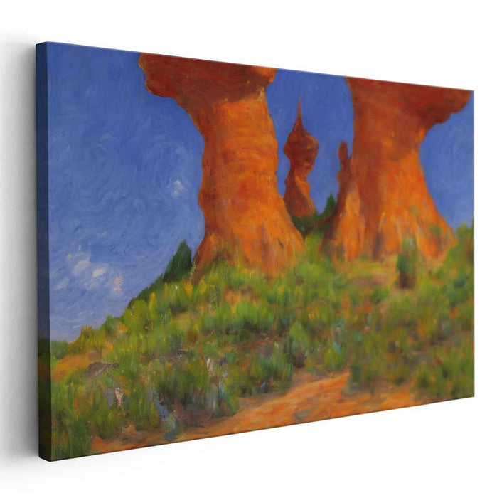 Desert Giants: Vivid Orange Sandstone Formations Canvas Art Print