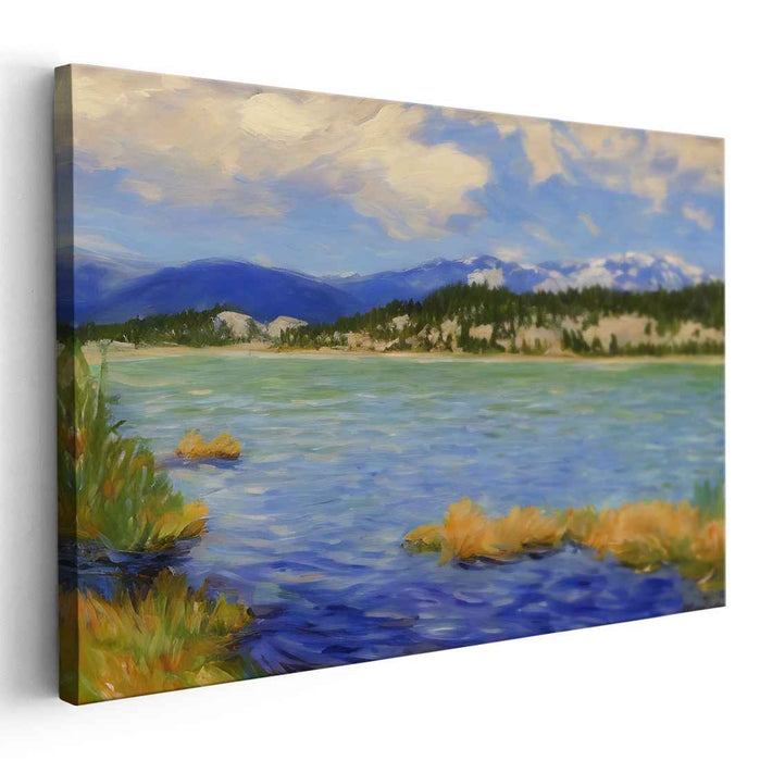 Epic Heights and Flow: Majestic Mountain and River Landscape Canvas Art