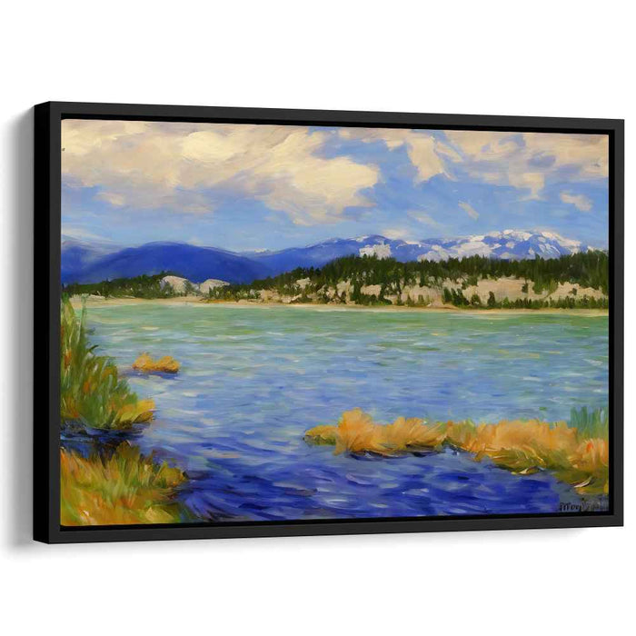 Epic Heights and Flow: Majestic Mountain and River Landscape Canvas Art