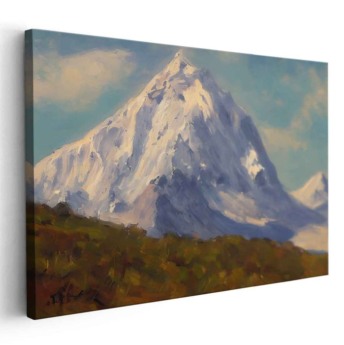 Alpenglow Essence: Impressionist Mountain Vista Canvas Art Print