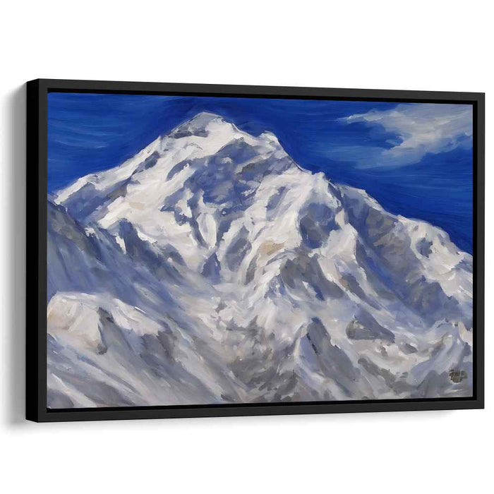 Whispering Peaks of Winter: Impressionistic Snow-Capped Mountain Landscape Canvas Art Print