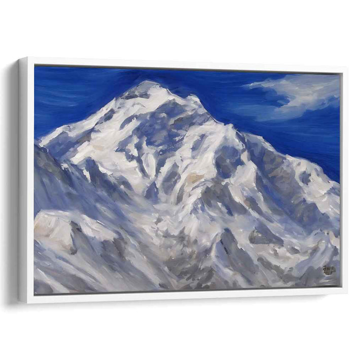 Whispering Peaks of Winter: Impressionistic Snow-Capped Mountain Landscape Canvas Art Print