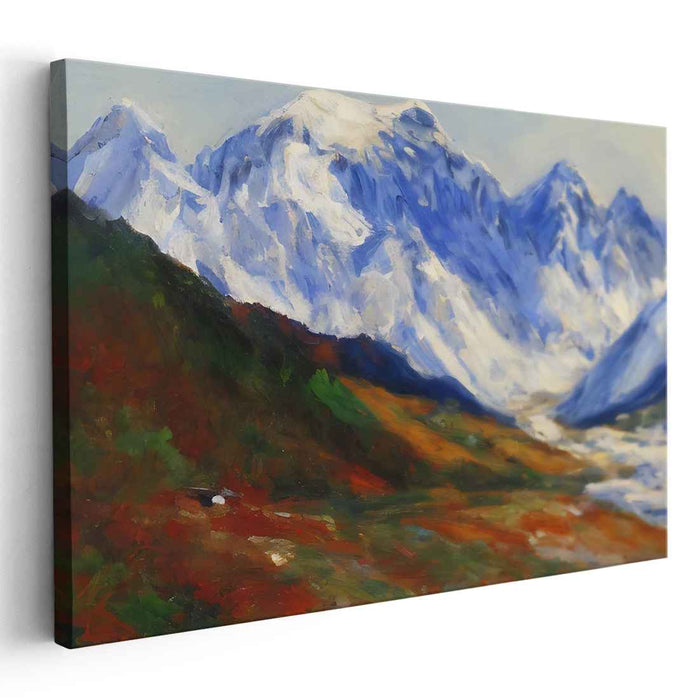 Winter's Brush Strokes: Impressionist Snow-Capped Mountain Landscape