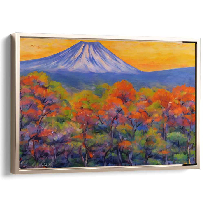 Echoing Peaks of Color: Vibrant Mount Fuji Landscape Canvas Art Print