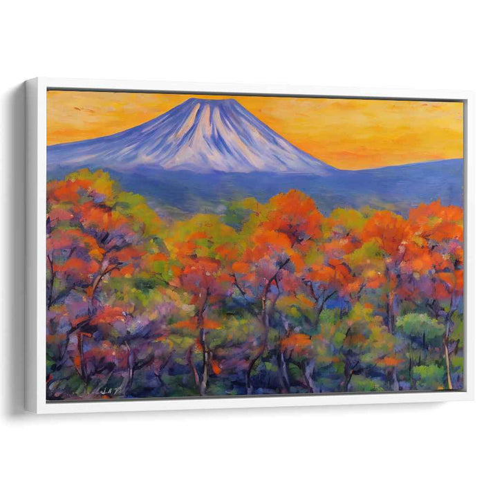 Echoing Peaks of Color: Vibrant Mount Fuji Landscape Canvas Art Print