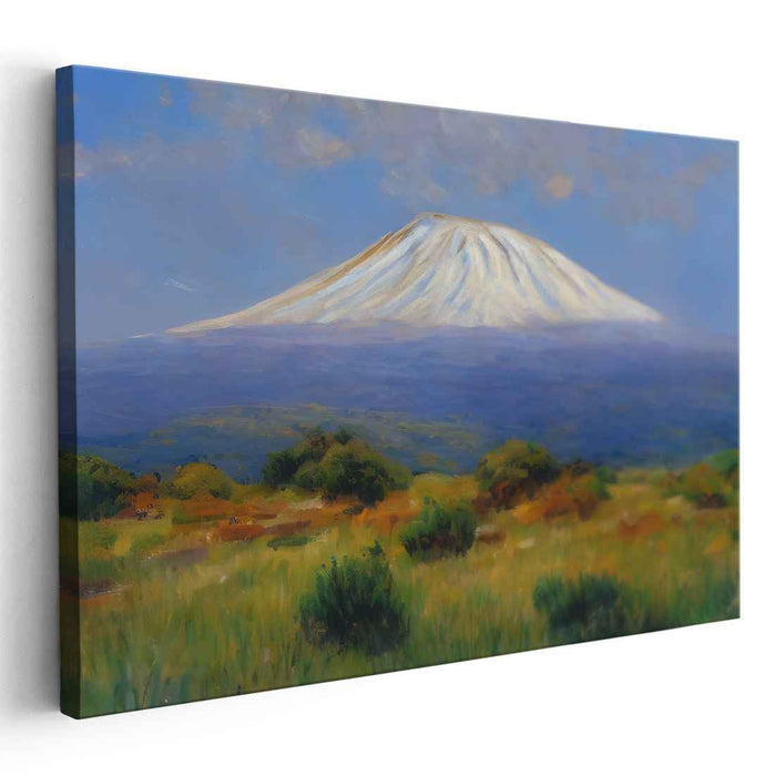 Azure Peak Haven: Majestic Mountain in Lush Landscape Canvas Art