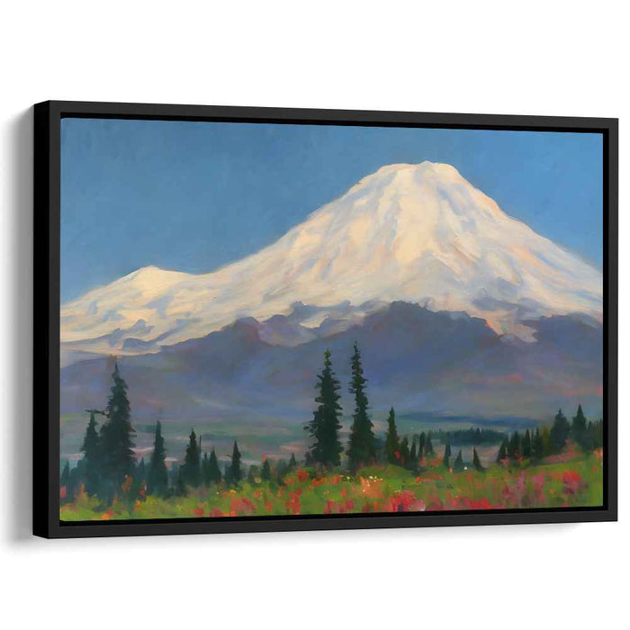 Nature's Brushstrokes Dance: Impressionist Mountain and Wildflower Landscape Canvas Art