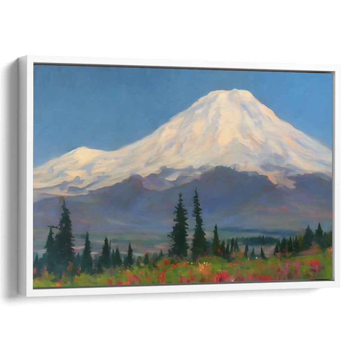 Nature's Brushstrokes Dance: Impressionist Mountain and Wildflower Landscape Canvas Art