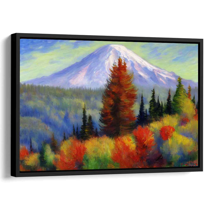 Verdant Peaks Painting: Majestic Mountain and Vibrant Foliage Landscape Canvas Art