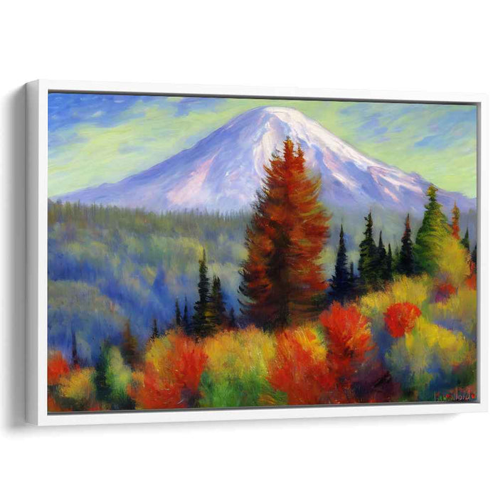 Verdant Peaks Painting: Majestic Mountain and Vibrant Foliage Landscape Canvas Art