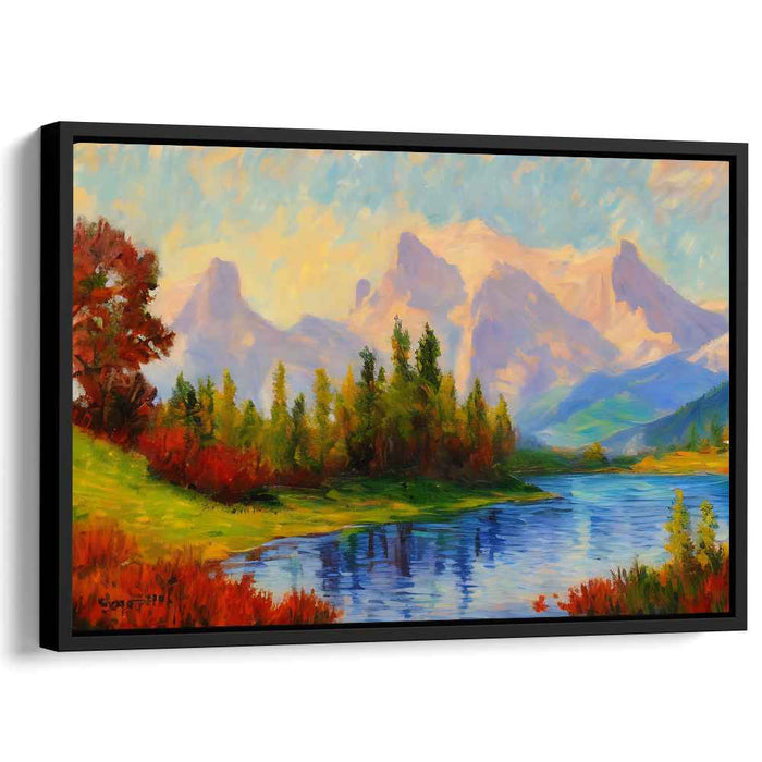 Tranquil Tranquility Painted Serenity: Serene Landscape Canvas Art Print