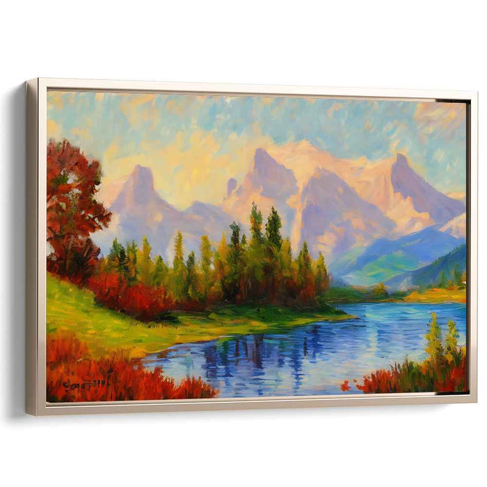 Tranquil Tranquility Painted Serenity: Serene Landscape Canvas Art Print