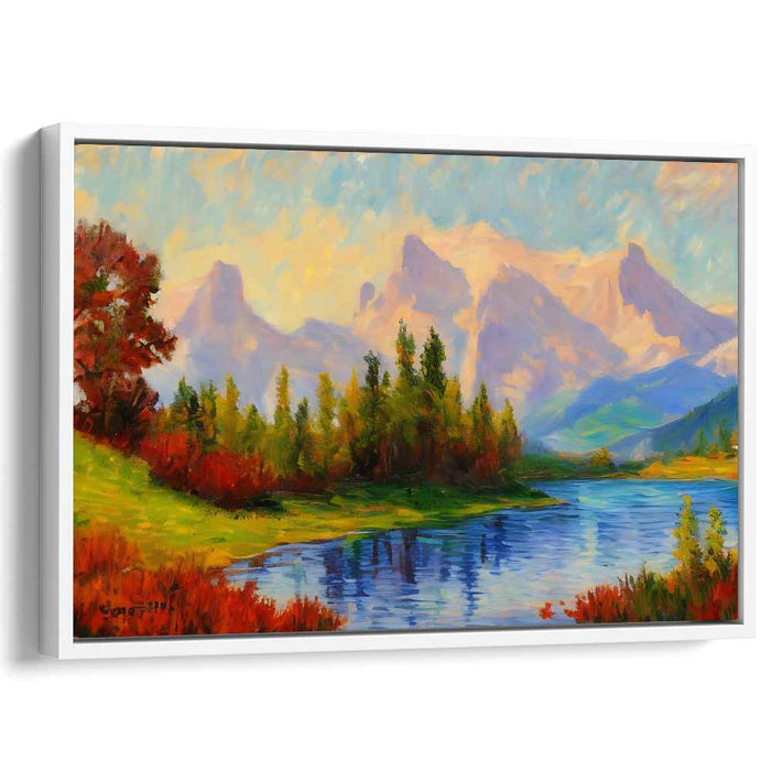 Tranquil Tranquility Painted Serenity: Serene Landscape Canvas Art Print