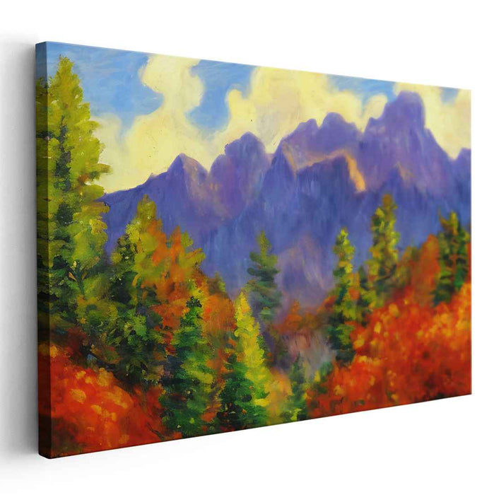 Whispers Of Fall Beauty: Impressionist Autumn Landscape Canvas Art Print