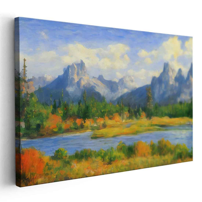 Peak Whisperers: Majestic Mountain Landscape Canvas Art Print