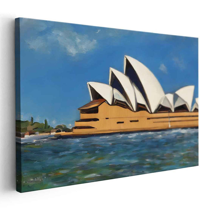 Echoes Of Cerulean Harmony: Sydney Opera House Under Azure Skies Canvas Art Print