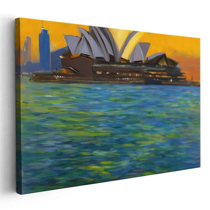 Harbor Whispering Breezes: Sydney Opera House at Sunset Canvas Art Print