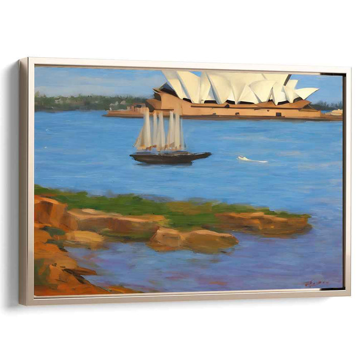Harbor Legends Canvas Print: Classic Sailboat and Iconic Opera House Canvas Art Print