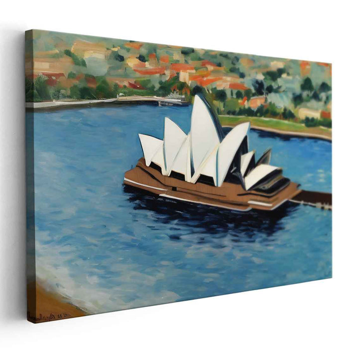 Vibrant Harbor Interlude: Impressionist View of Sydney Opera House Canvas Art