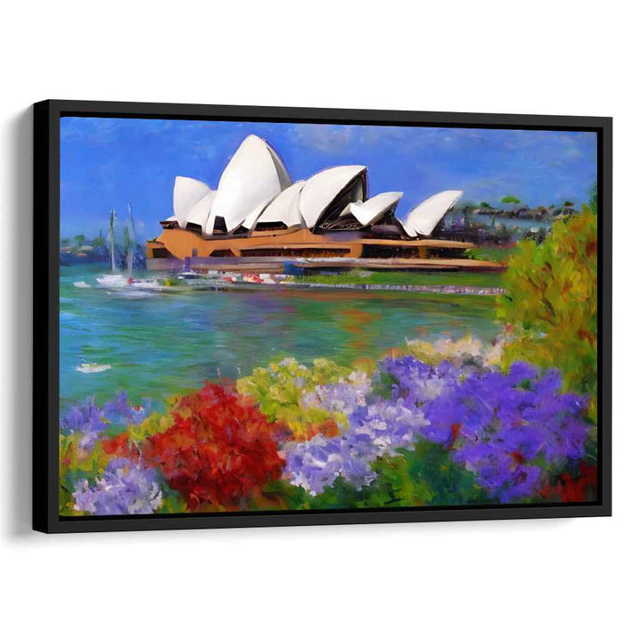 Harbor Symphony Bloom: Lively Sydney Opera House Garden Canvas Art