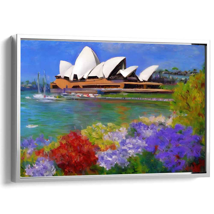 Harbor Symphony Bloom: Lively Sydney Opera House Garden Canvas Art