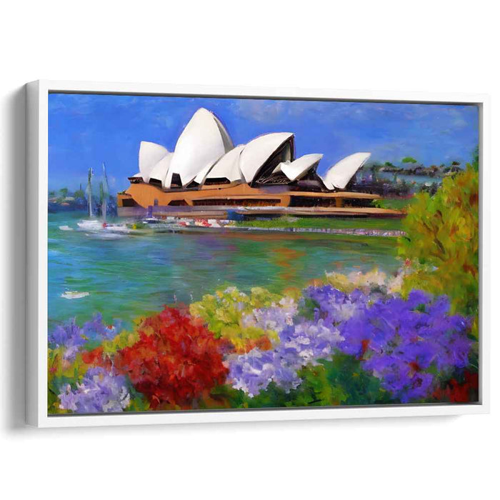 Harbor Symphony Bloom: Lively Sydney Opera House Garden Canvas Art