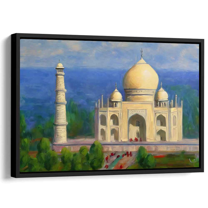 Golden Glow of Love: Majestic Taj Mahal in Golden Morning Light Canvas Art Print
