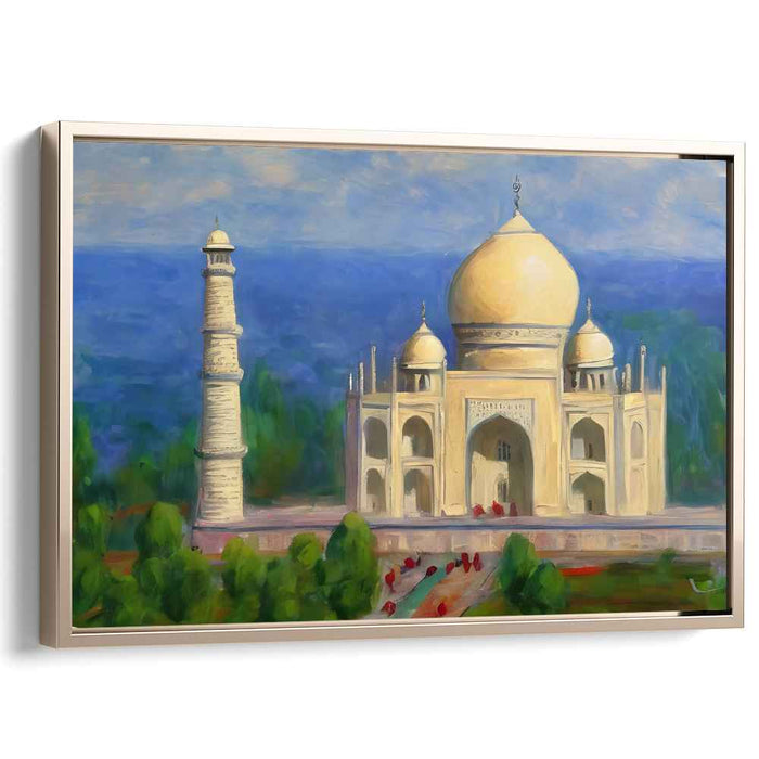 Golden Glow of Love: Majestic Taj Mahal in Golden Morning Light Canvas Art Print
