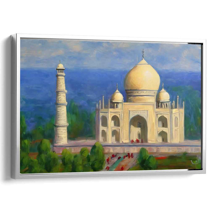 Golden Glow of Love: Majestic Taj Mahal in Golden Morning Light Canvas Art Print