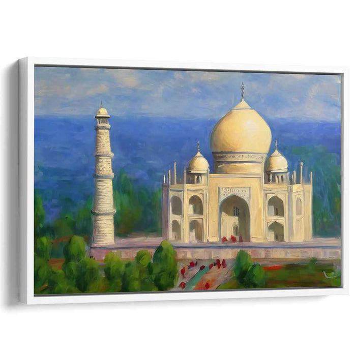 Golden Glow of Love: Majestic Taj Mahal in Golden Morning Light Canvas Art Print