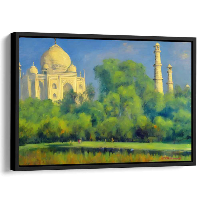 Emerald Taj Mirage: Taj Mahal Amidst Verdant Splendor Canvas Art Print