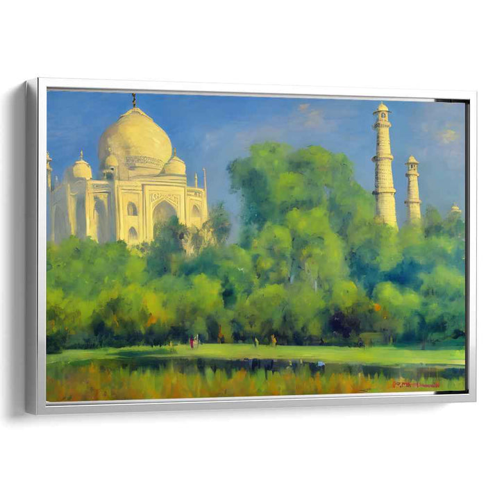 Emerald Taj Mirage: Taj Mahal Amidst Verdant Splendor Canvas Art Print